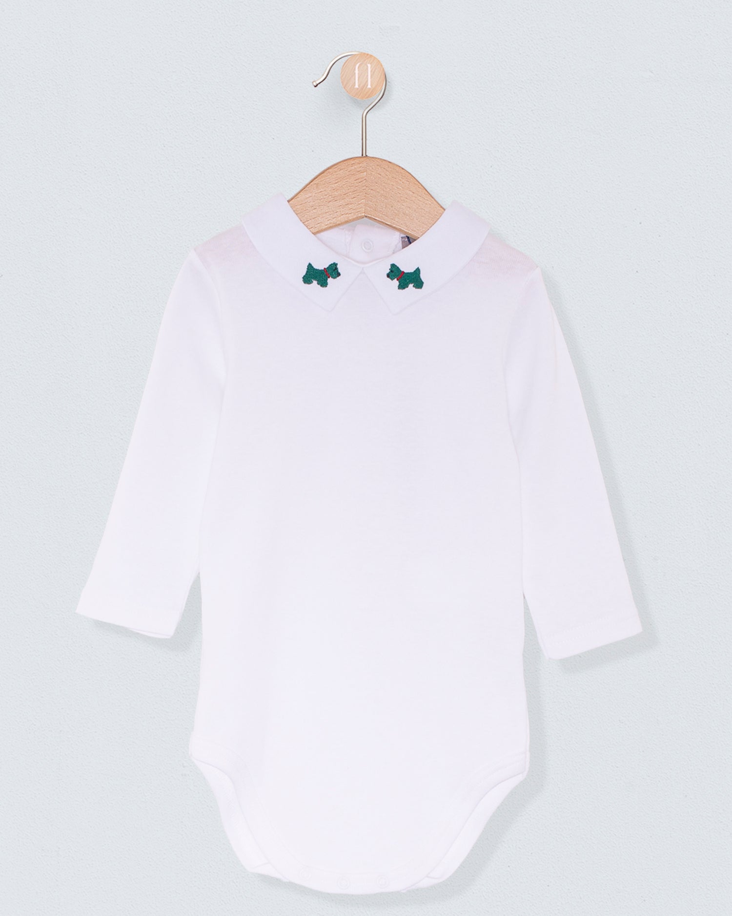 Italian Embroidered Green Scotty Onesie